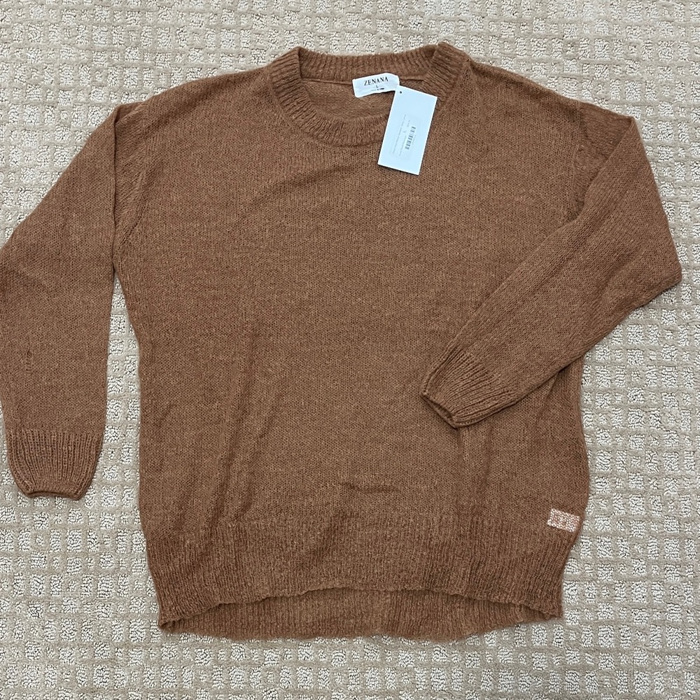 NEW Zenana Tan Crewneck Sweater